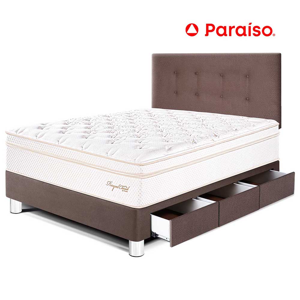 Dormitorio Royal Cloud Con Cajones Chocolate 1.5 Plz