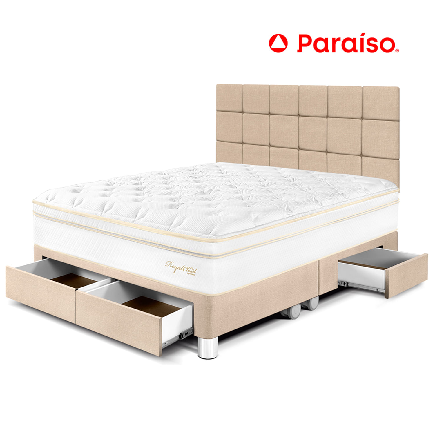 Dormitorio Royal Cloud Con Cajones Champagne King Cabecera Blocks