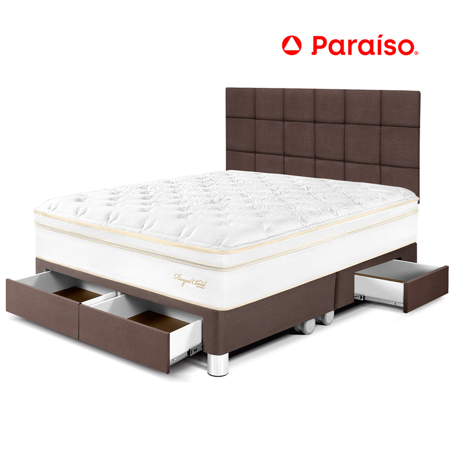Dormitorio Royal Cloud Con Cajones Chocolate King Cabecera Blocks