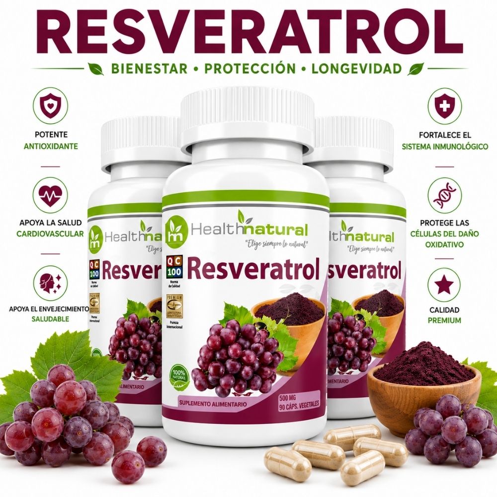 PACK 3 RESVERATROL HEALTHNATURAL 1500MG