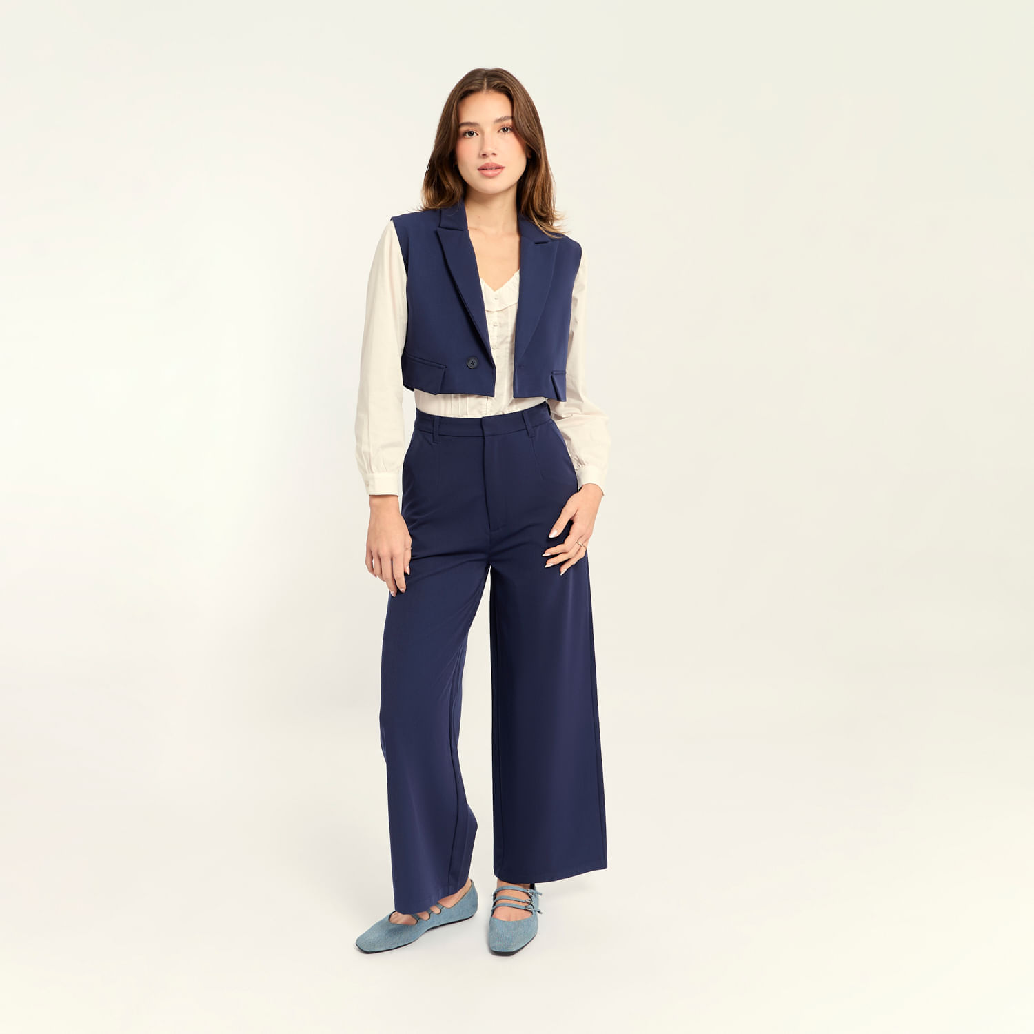 Pantalón Mujer Milk Formal Azul Xs