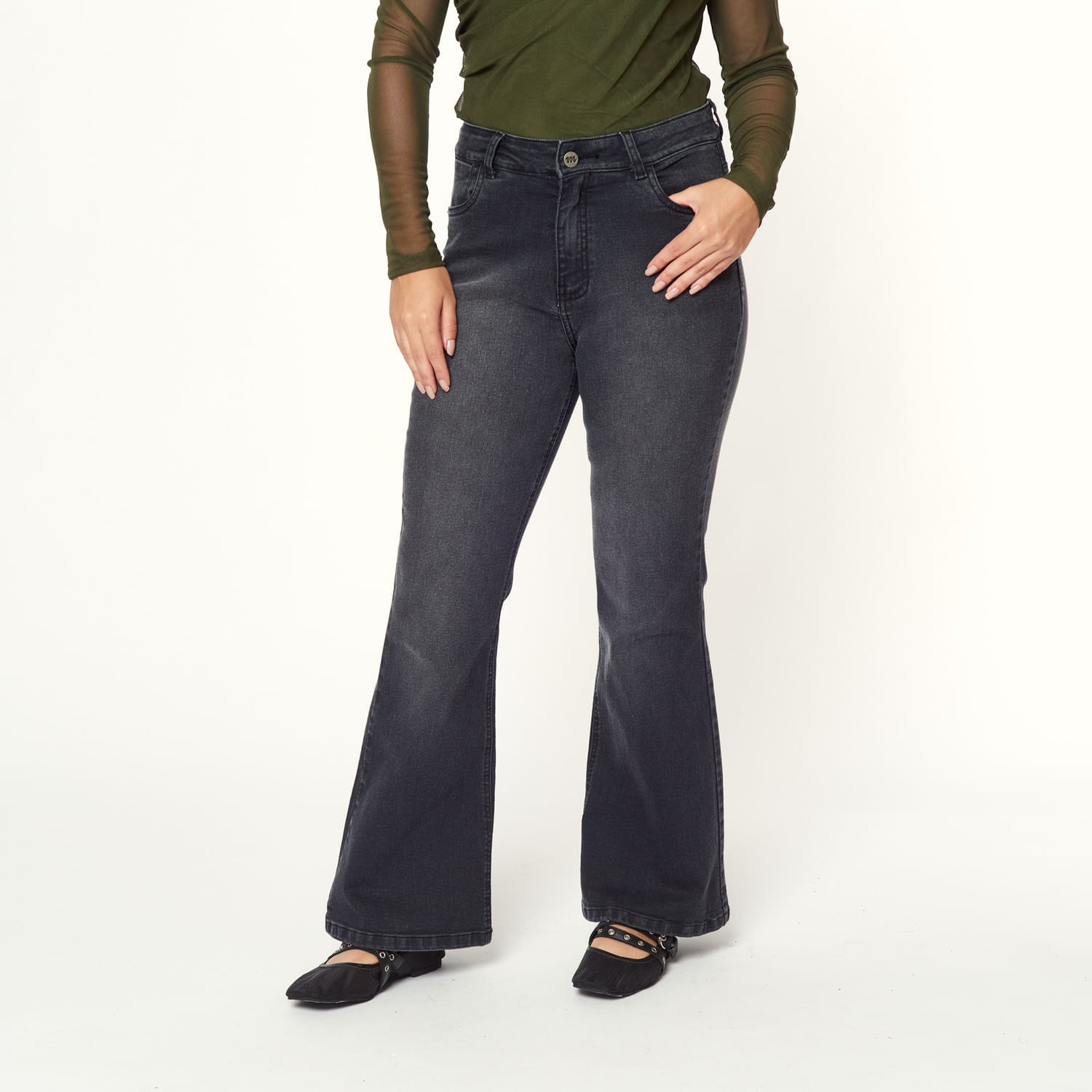 Jean Mujer Milk Bombona Rp Flare Negro 32