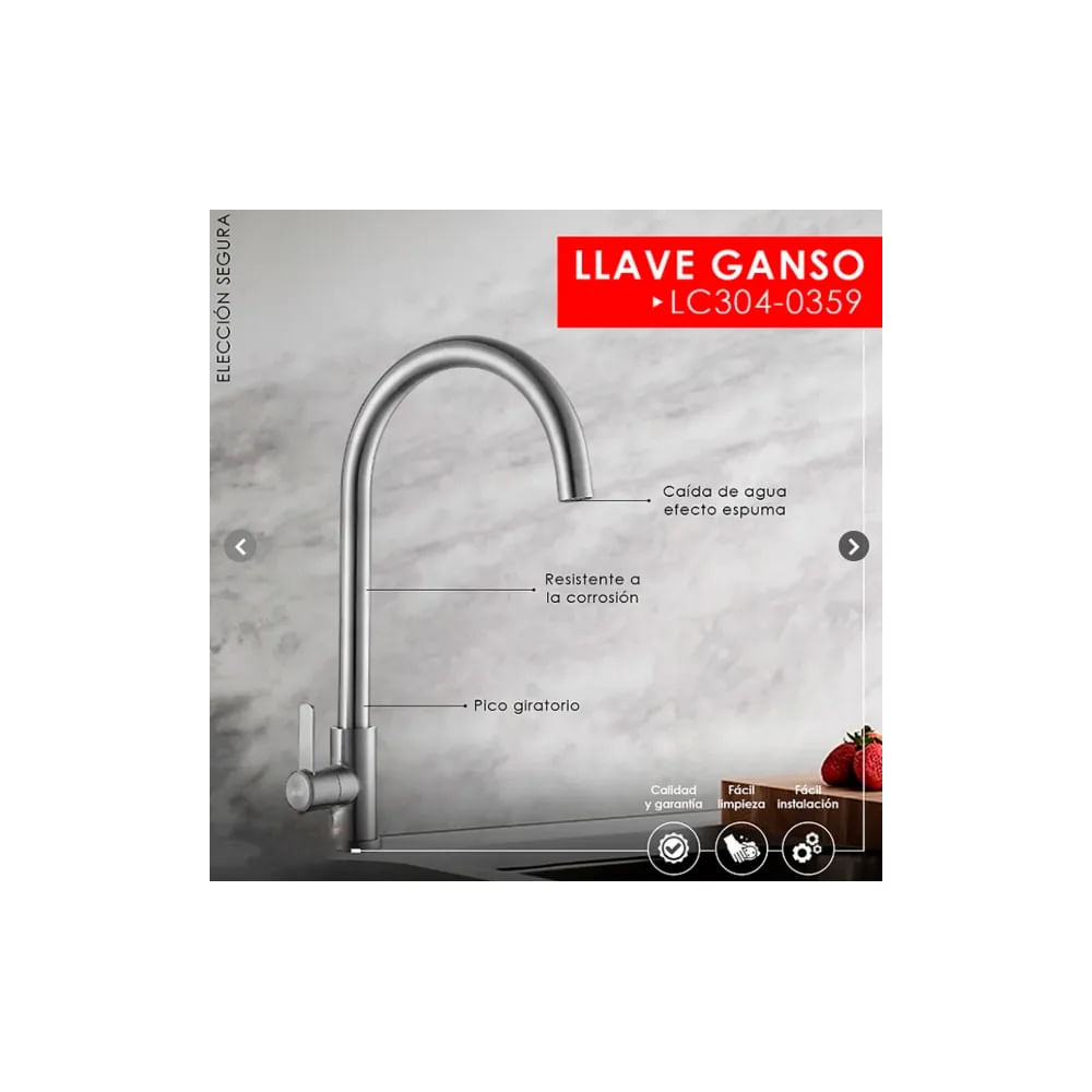 LLAVE DE COCINA SATINADO MUEBLE LC304-0359 Acero