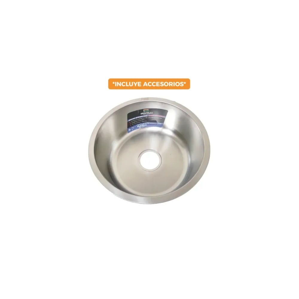 LAVADERO DE COCINA CIRCULAR ACERO INOXIDABLE SATINADO 42 X 42 X 18 CM LP-4242 Acero