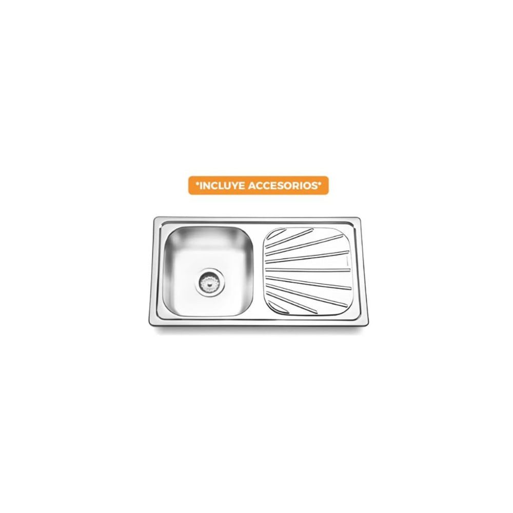 LAVADERO DE COCINA ACERO CON ESCURRIDERO 90 X 46 X 14 CM SATINADO LP-9046 Acero