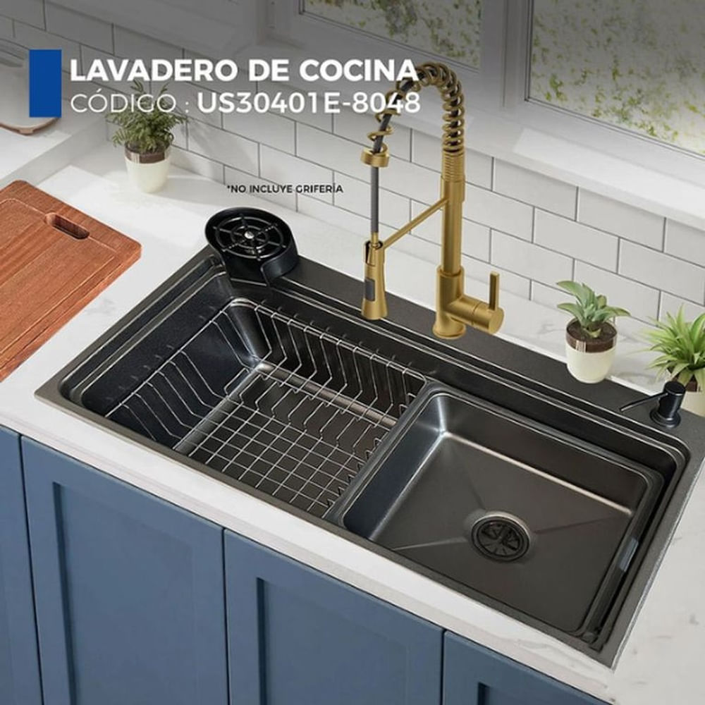 Lavadero de Cocina Negro XM US30401E-8048 Negro