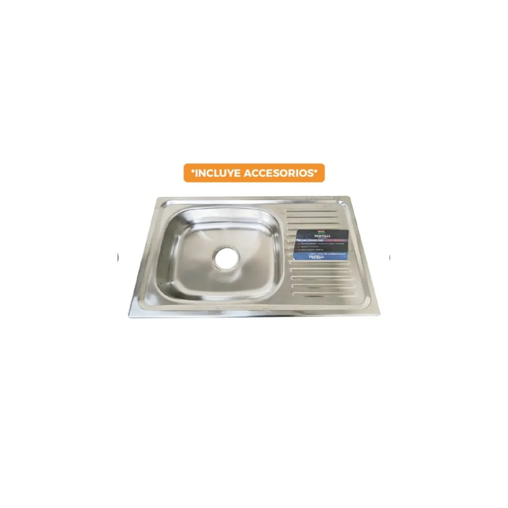 LAVADERO DE COCINA ACERO CON ESCURRIDERO 75 X 45 X 15 CM SATINADO LP-7545 Acero