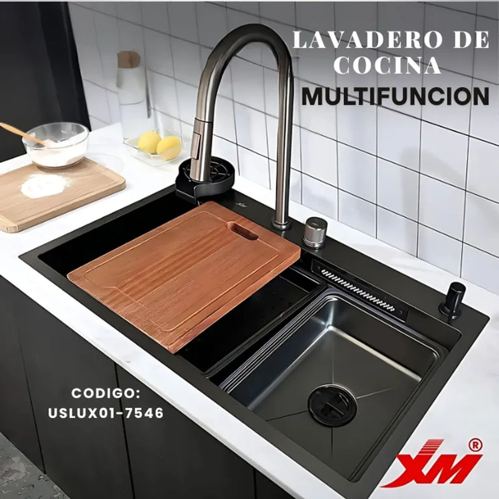 Lavadero de Cocina Multifuncional Negro XM USLUX01-7546 Negro