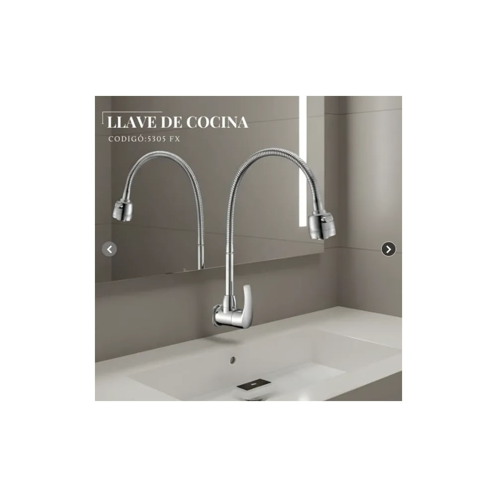 LLAVE DE COCINA PICO FLEXIBLE A LA PARED CROMADO
