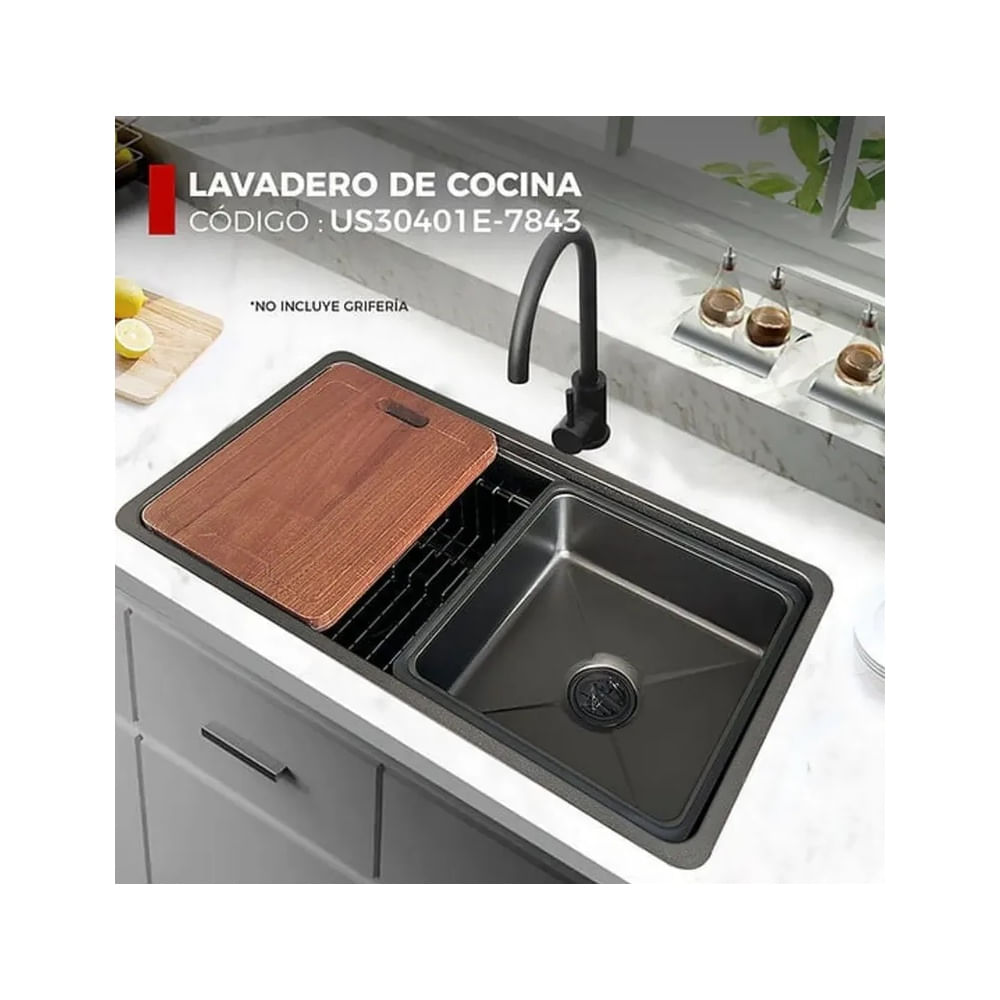 LAVADERO DE COCINA NEGRO US30401E-7843 Negro