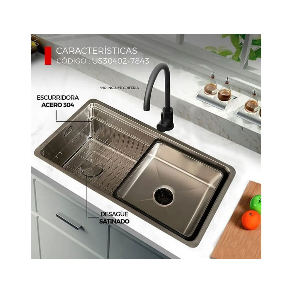LAVADERO DE COCINA SATINADO US30402-7843 Acero