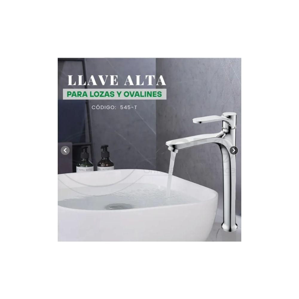 LLAVE DE LAVATORIO ALTO CROMADO LEBRON SEVILLA S45-T