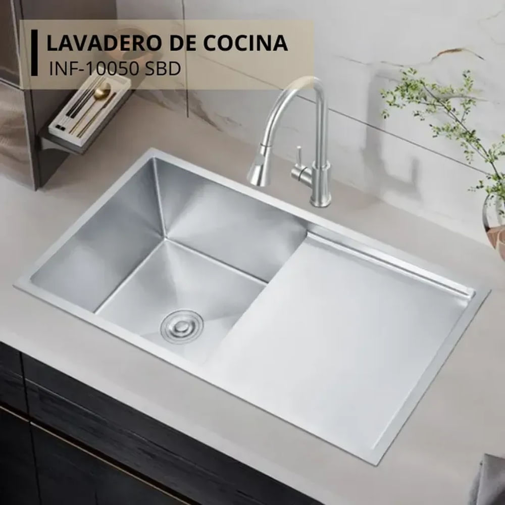 Lavadero Acero Inoxidable Satinado con Escurridor Lateral Premium Acero