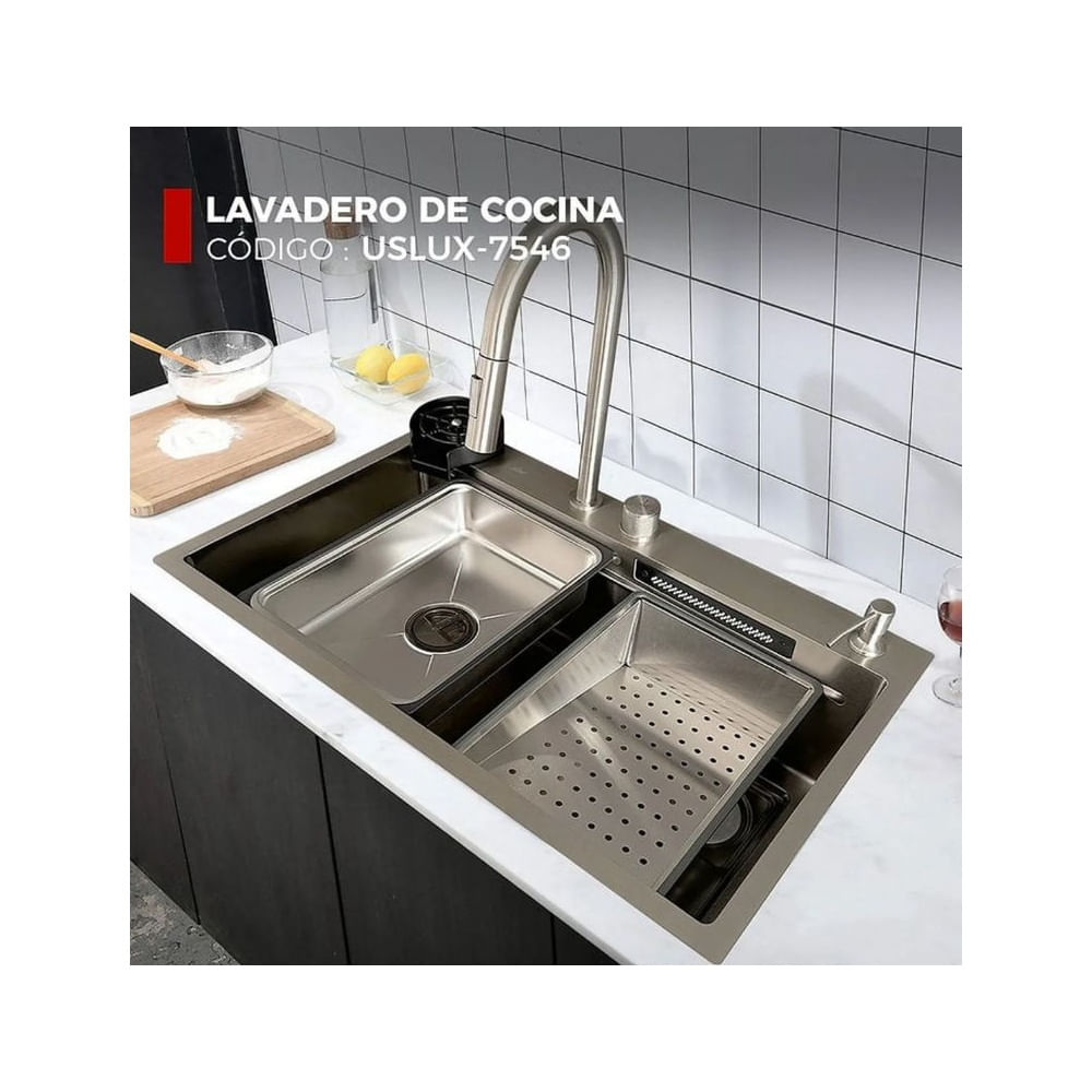 LAVADERO DE COCINA PLOMO USX-7546 Gris