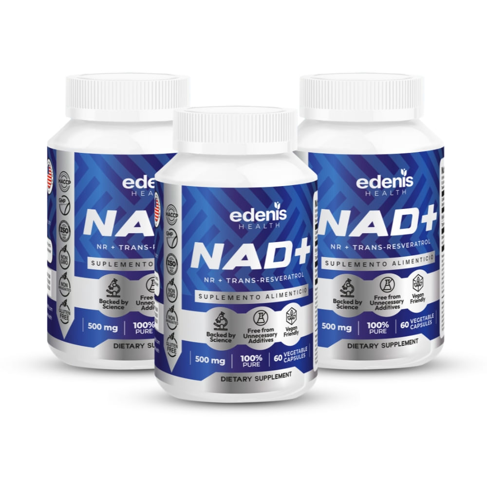 Pack 3 NR Trans-resveratrol NAD Edenis Health 60 Cápsulas