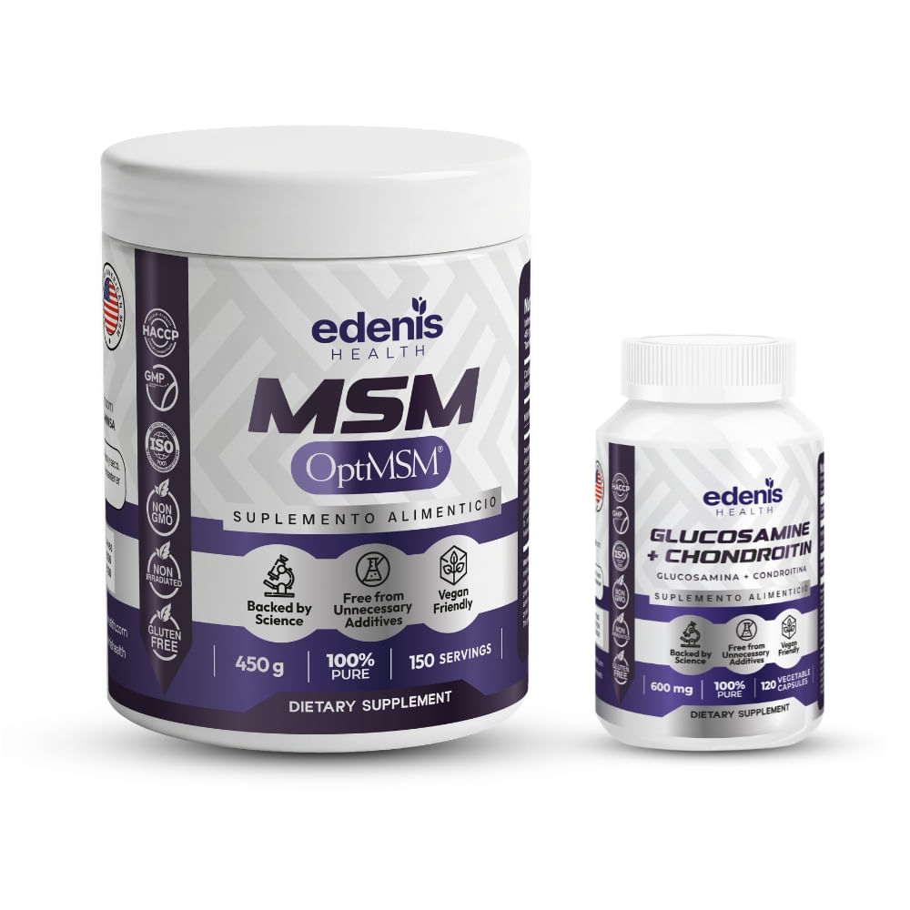 Pack Metilsulfonilmetano MSM Glucosamina Condroitina Edenis Health