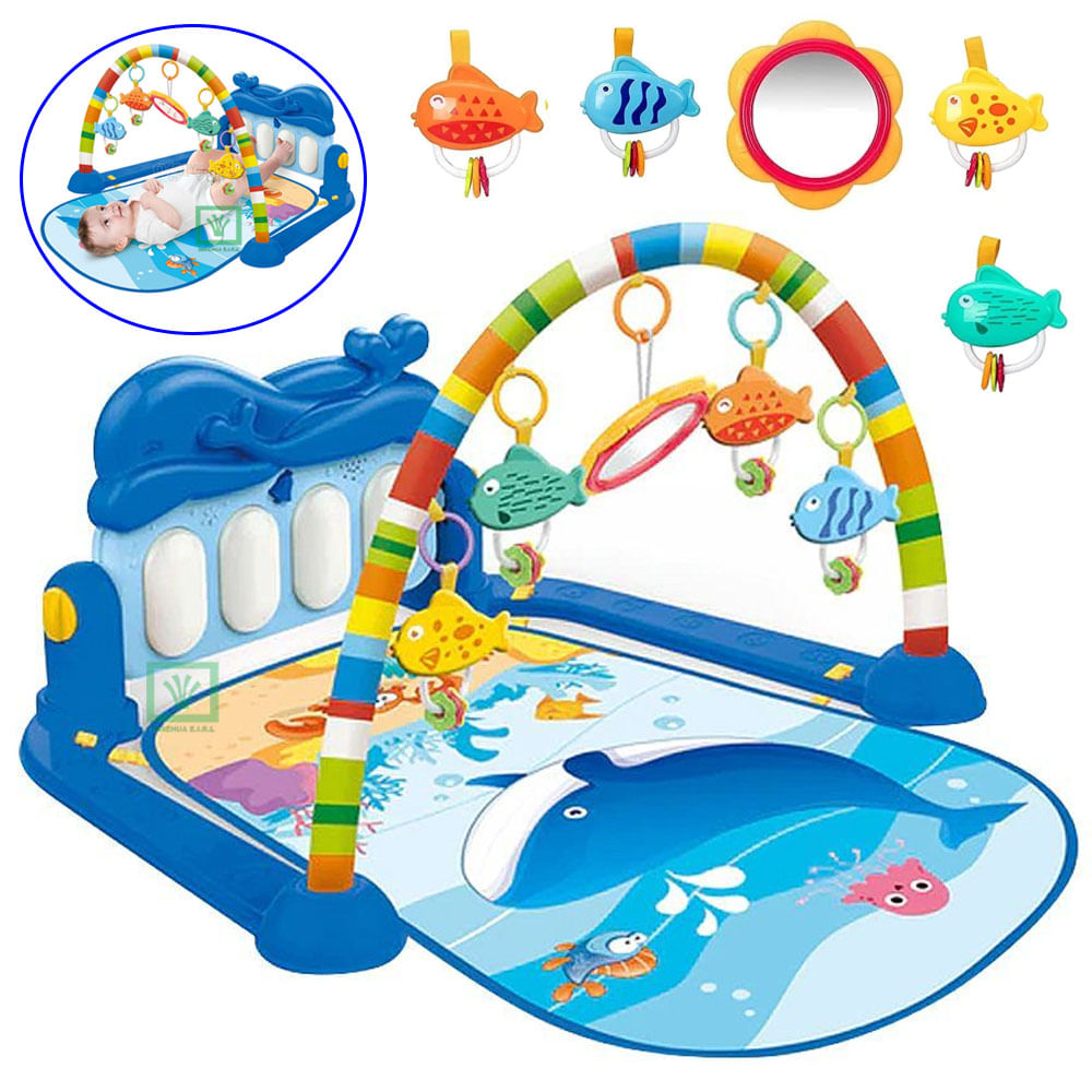 Gimnasio de bebe con Piano Musical Delfín HE0631 Azul