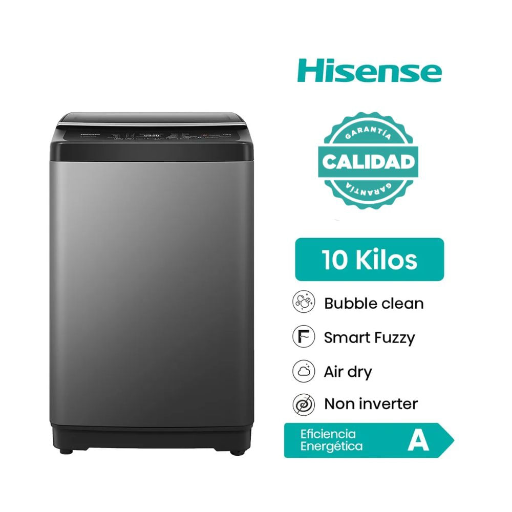 Lavadora Hisense10 Kg Carga Superior Automática  WT3J1023UT - Negro Claro