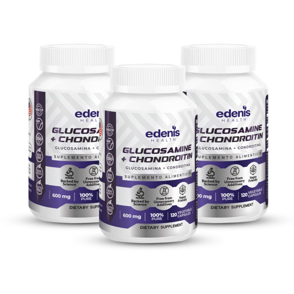 Pack 3 Glucosamina Condroitina Edenis Health 120 Cápsulas