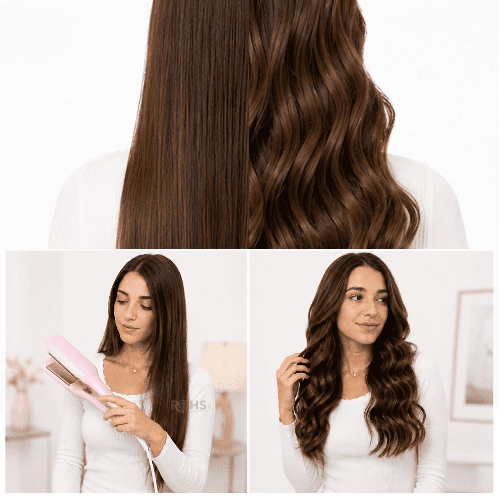 Ondulador De Cabello Baihuo MY-7573 2 En 1 Para Ondas Naturales Con Calentamiento Rápido