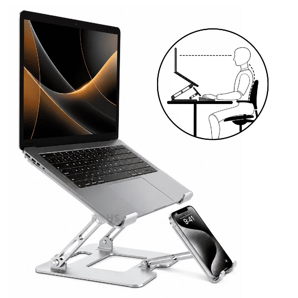 Base 2 En 1 Para Laptop Y Celular De Aluminio Ajustable Compatible Con Equipos De 10 A 17 Pulgadas