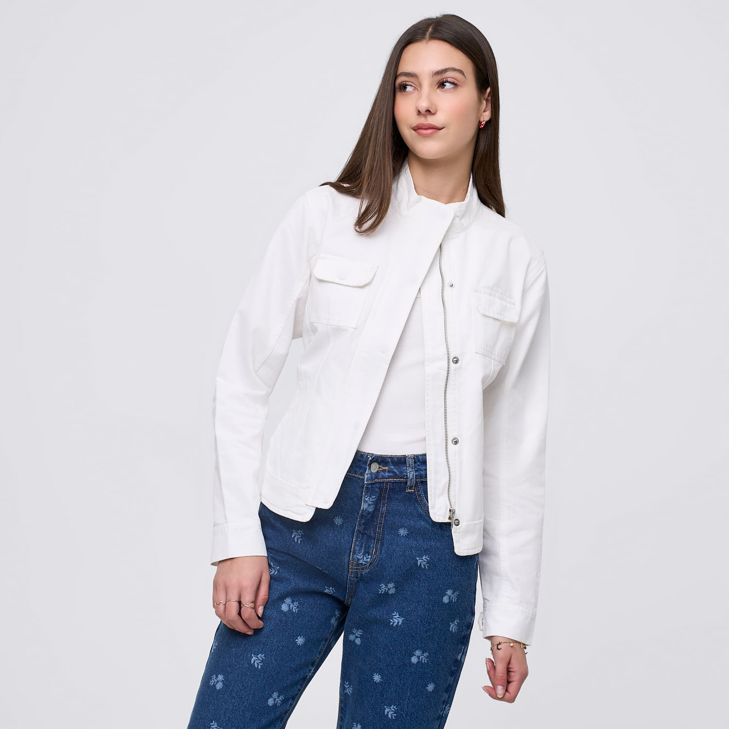 Casaca Mujer Mock Amc Crudo M