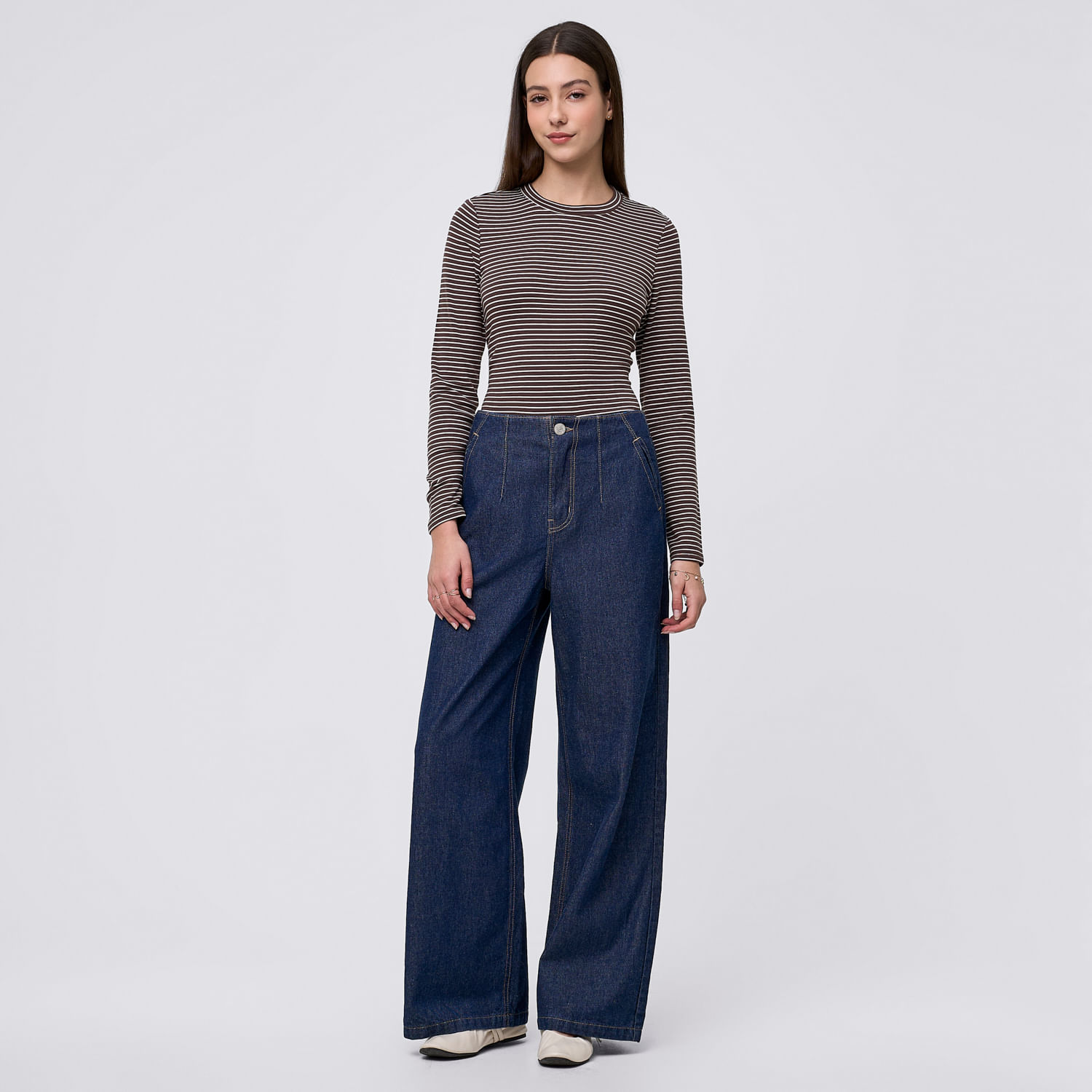 Jean Mujer Campana Amc Wide Leg Azul Oscuro 32
