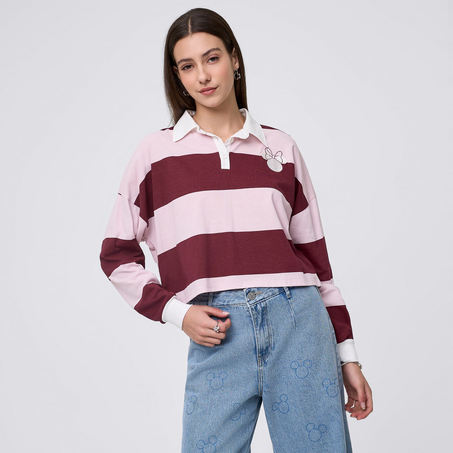 Polo Mujer Cropy Neck Disney Manga Larga Burgundy M