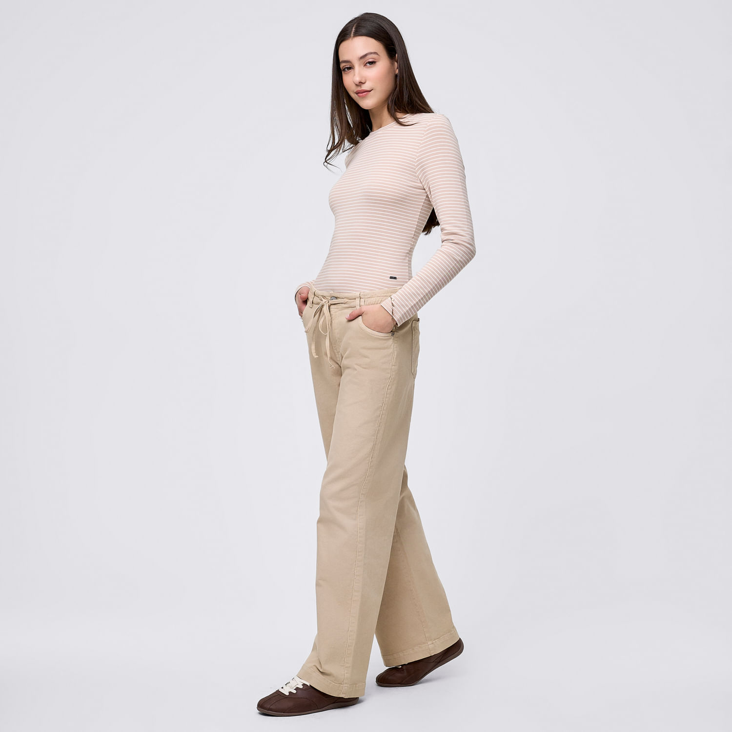 Pantalón Mujer Cinturon Amc Beige 32