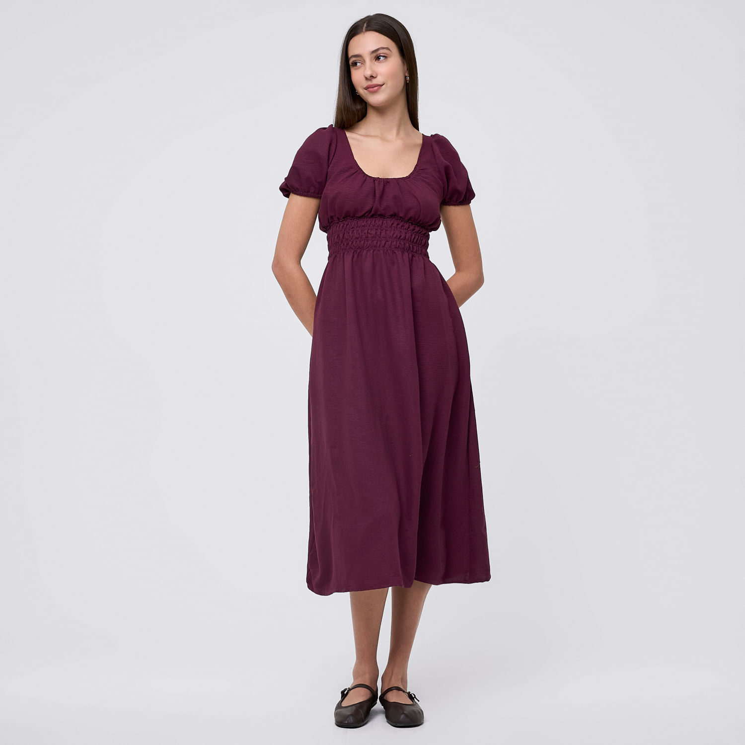 Vestido Midi Mujer Panal Amc Uva L