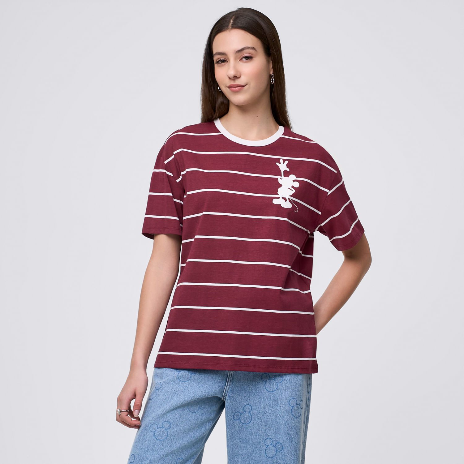 Polo Mujer Hello Disney Manga Corta Burgundy L