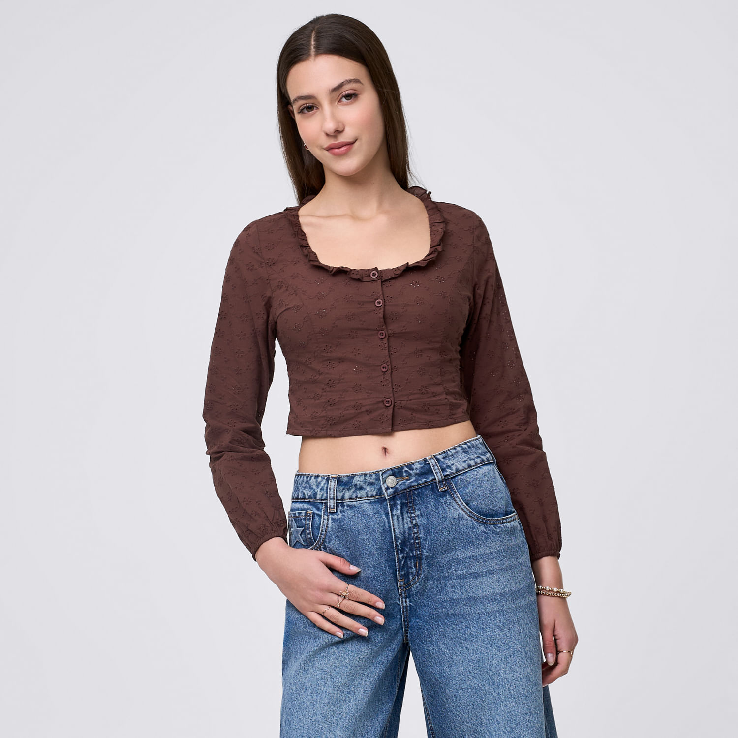 Blusa Mujer Bobos 1 Amc Manga Larga Marrón S