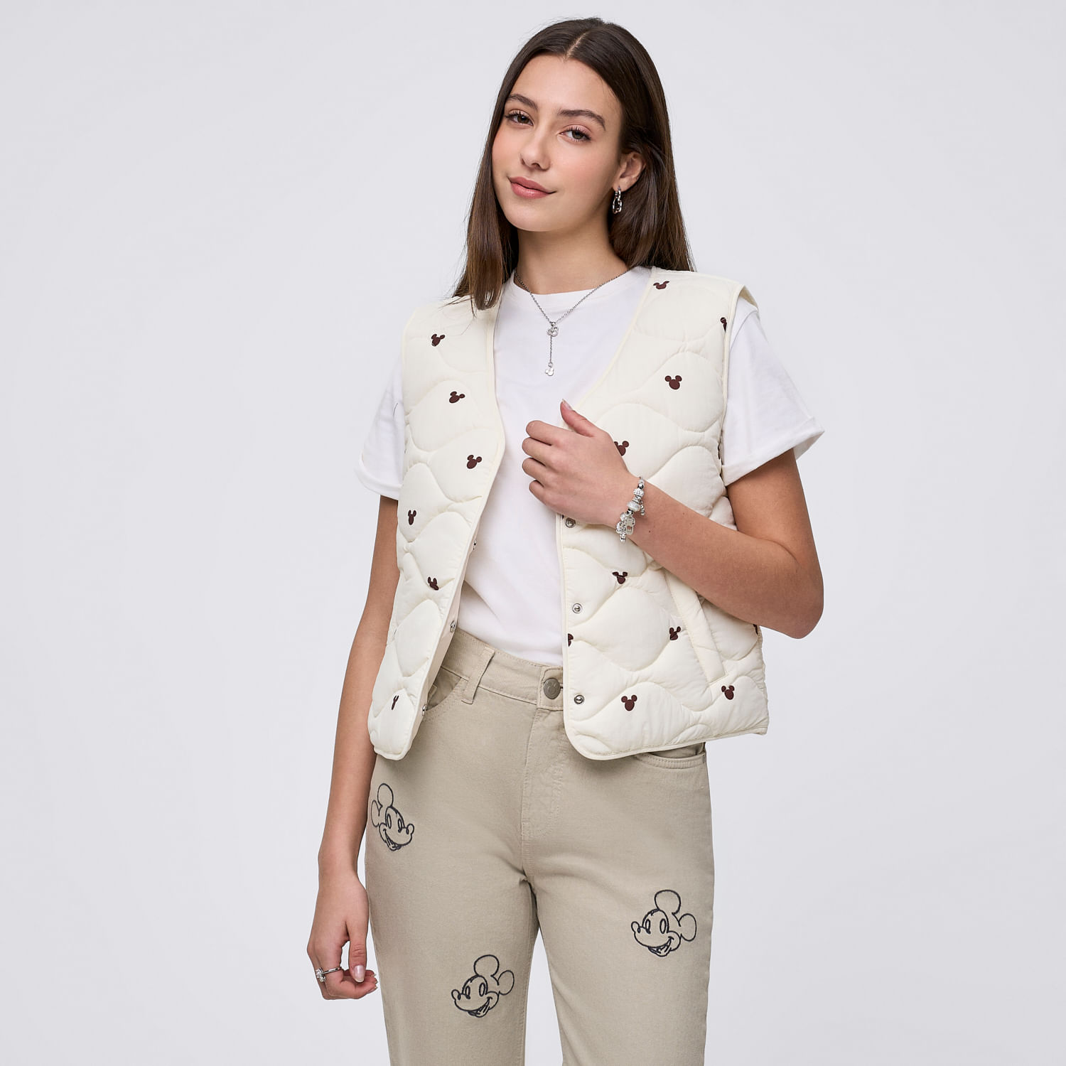 Chaleco Mujer Mini Aop Disney Vainilla M
