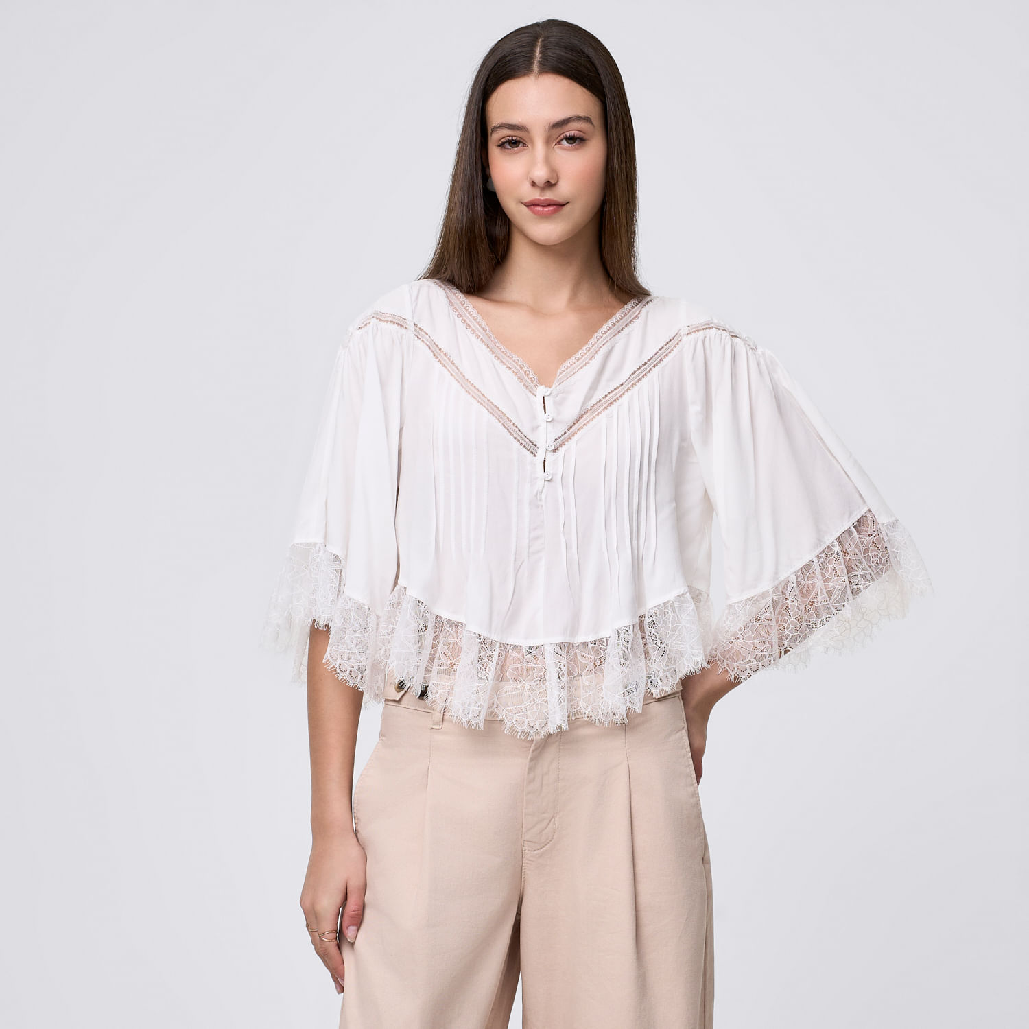Blusa Mujer Luna Amc Manga 3/4 Off White S