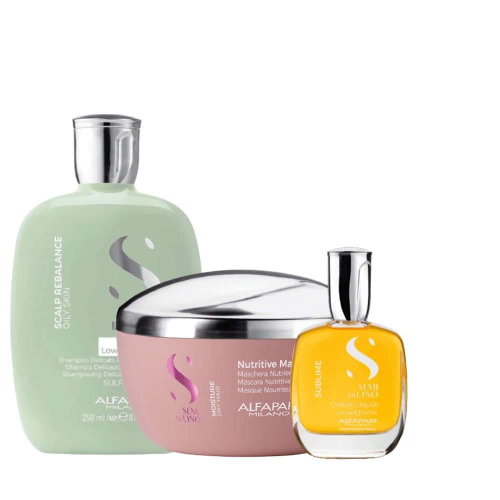Alfaparf Semi di Lino Balancing Pack Control Grasa Shampoo 250ml + Mascarilla 200ml + Sérum 50ml