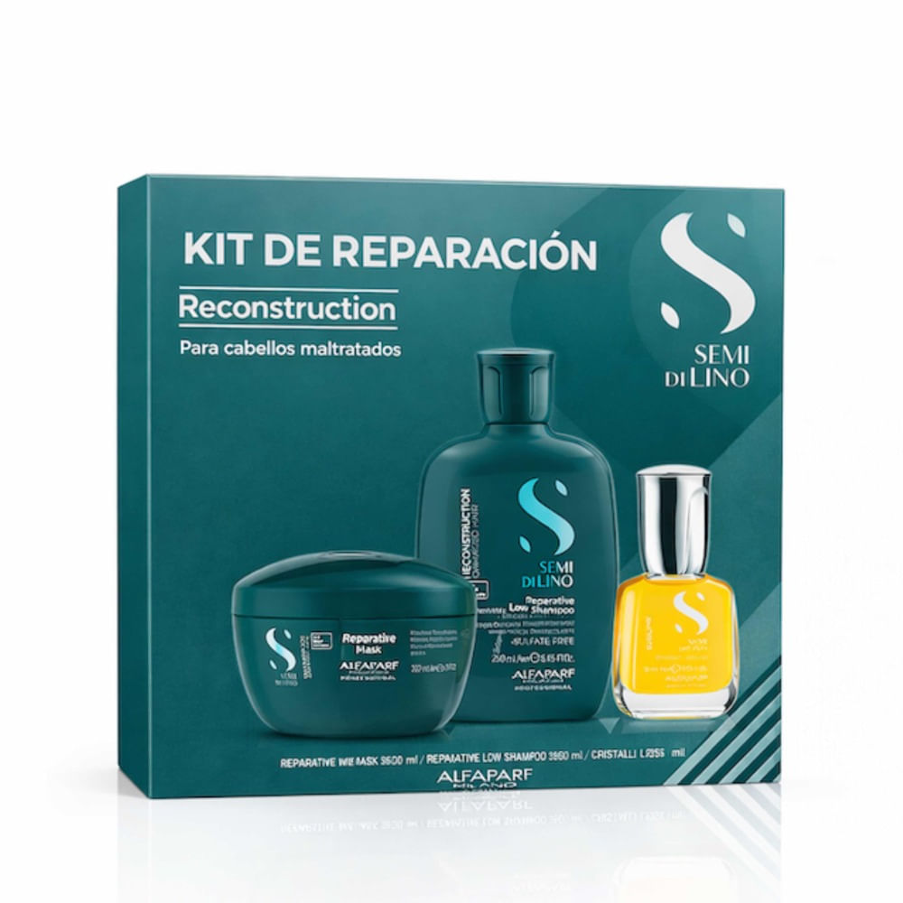 Alfaparf Semi di Lino Reconstruction Pack Reparación Shampoo 250ml + Mascarilla 200ml + Sérum 50ml