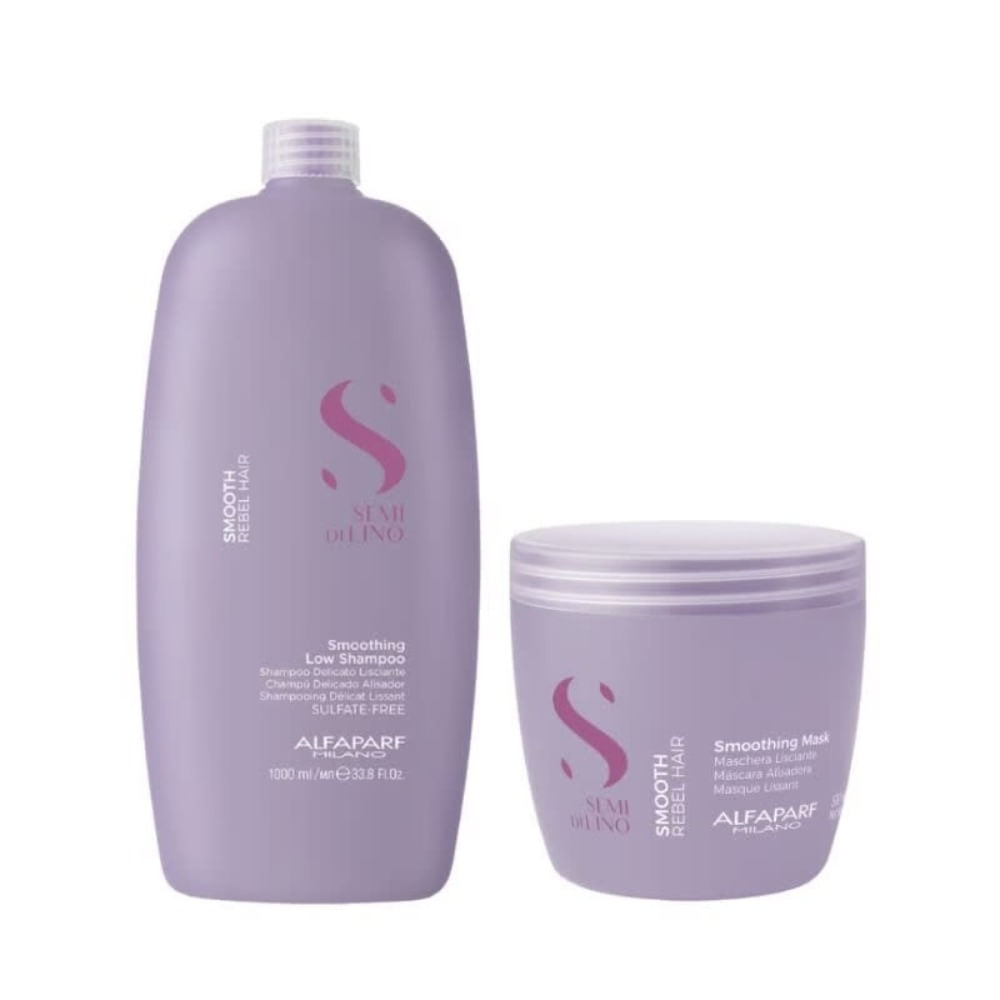 Alfaparf Semi di Lino Smoothing Pack Anti Frizz Cabello Rebelde Shampoo 1000 ml + Mascarilla 500 ml Alfaparf Smoothing Shampoo Anti Frizz Cabello Rebelde 1000 ml + Mascarilla 500 m