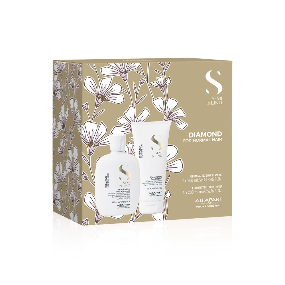 Alfaparf Semi di Lino Diamond Pack Brillo Cabello Normal Shampoo 250 ml + Acondicionador 200 ml Alfaparf Diamond Shampoo Brillo Cabello Normal 250 ml + Acondicionador 200 ml