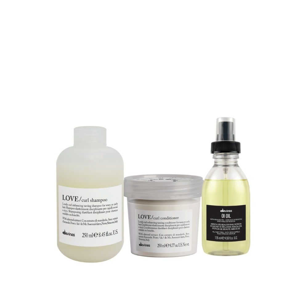 Davines Love Curl Pack Definición Cabello Rizado Shampoo 250 ml + Acondicionador 250 ml + Óleo 50 m Davines Love Curl Shampoo Definición Cabello Rizado 250 ml + Acondicionador 250