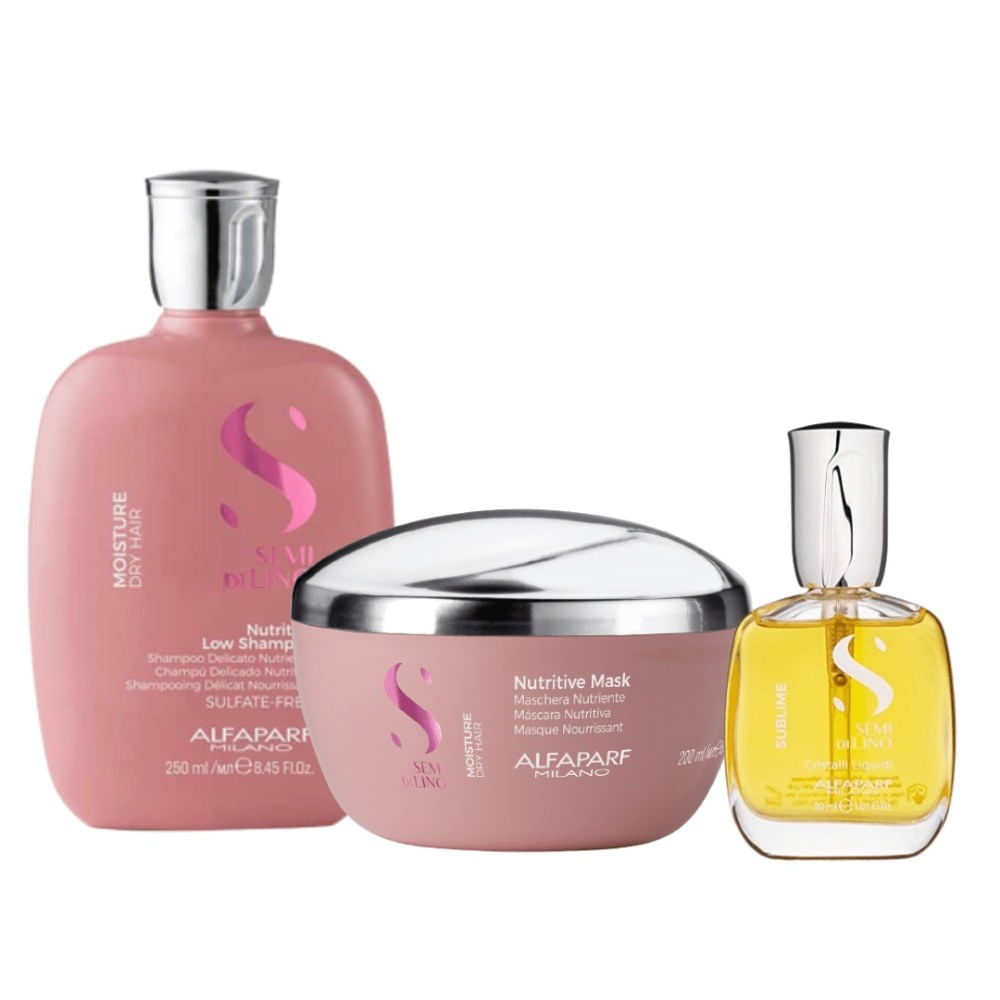 Alfaparf Semi di Lino Nutritive Pack Hidratación Shampoo 250ml + Mascarilla 200ml + Sérum 30ml