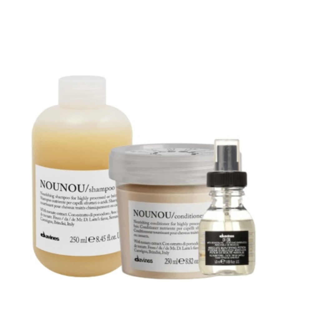 Davines NouNou Pack Nutrición Cabello Dañado Shampoo 250 ml + Acondicionador 200 ml + Óleo 50 ml Davines NouNou Shampoo Nutrición Cabello Dañado 250 ml + Acondicionador 200 ml + Ól