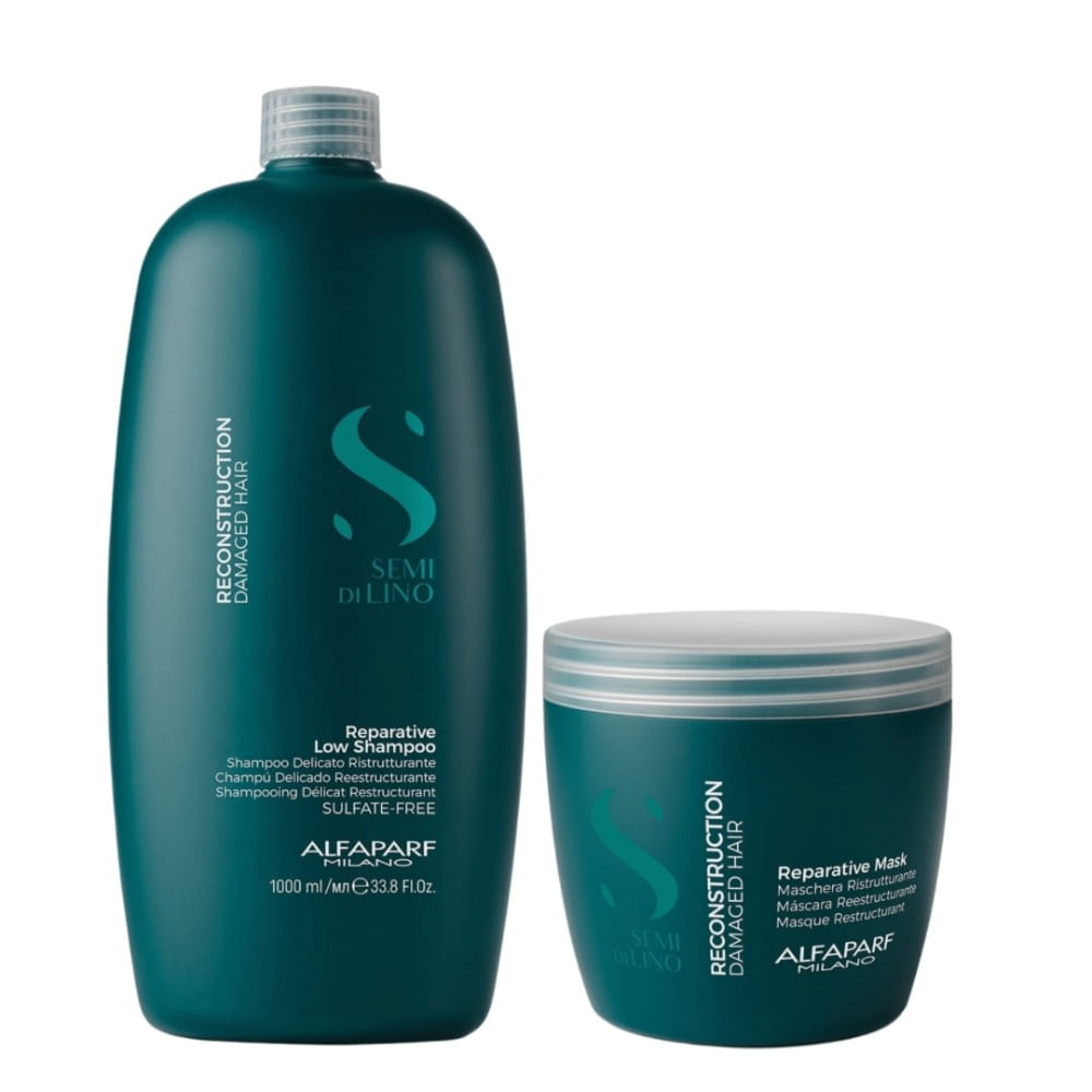 Alfaparf Semi di Lino Reparative Pack Reparación Cabello Dañado Shampoo 1000 ml + Mascarilla 500 ml Alfaparf Reparative Shampoo Reparación Cabello Dañado 1000 ml + Mascarilla 500 m