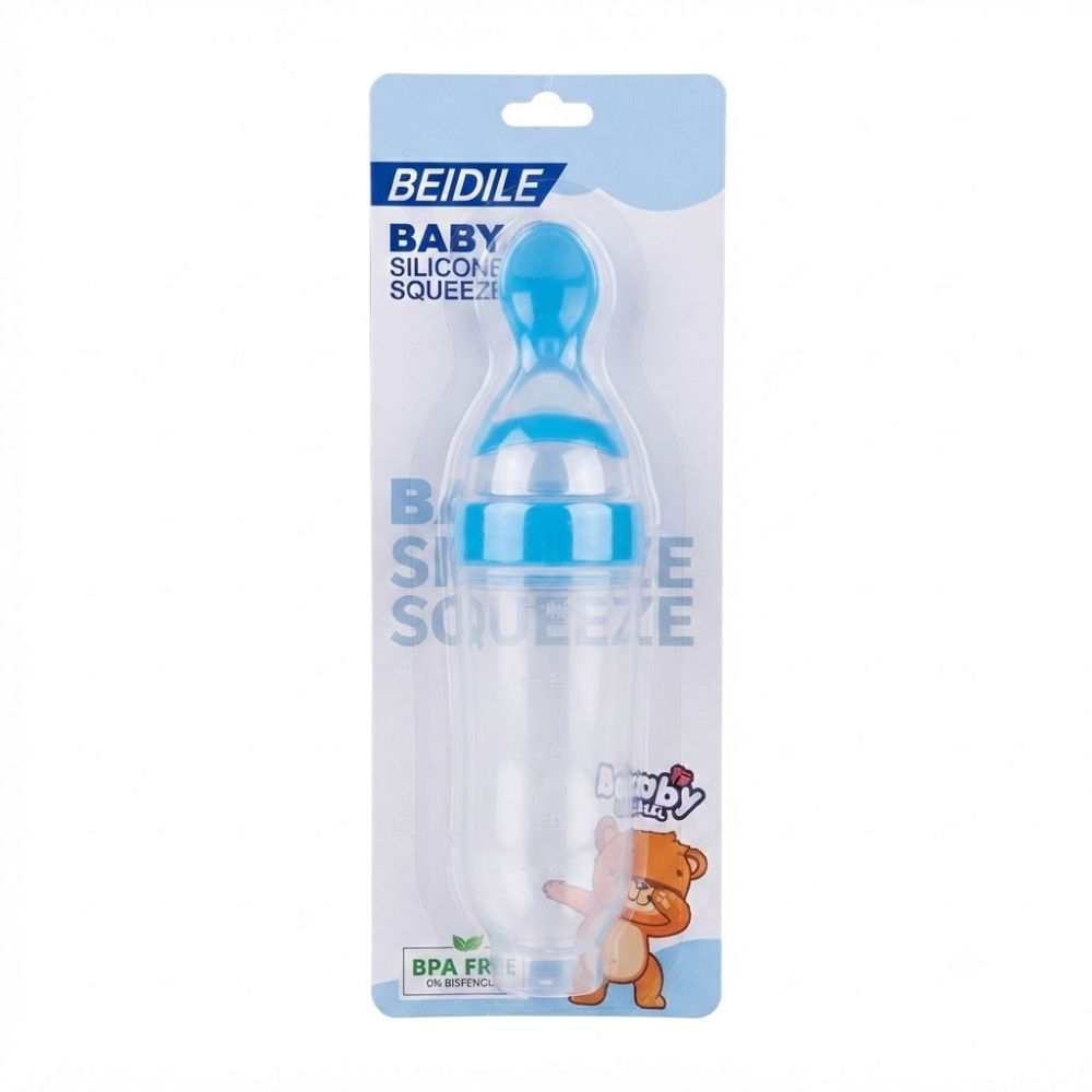 Biberón Cuchara Silicona Dosificadora Beidile 90ml Celeste