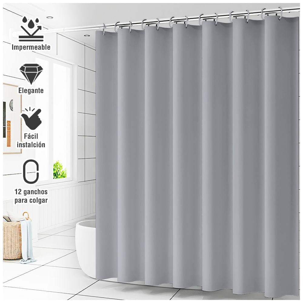 Cortina de Baño Impermeable Premium 180x180 Plomo U88