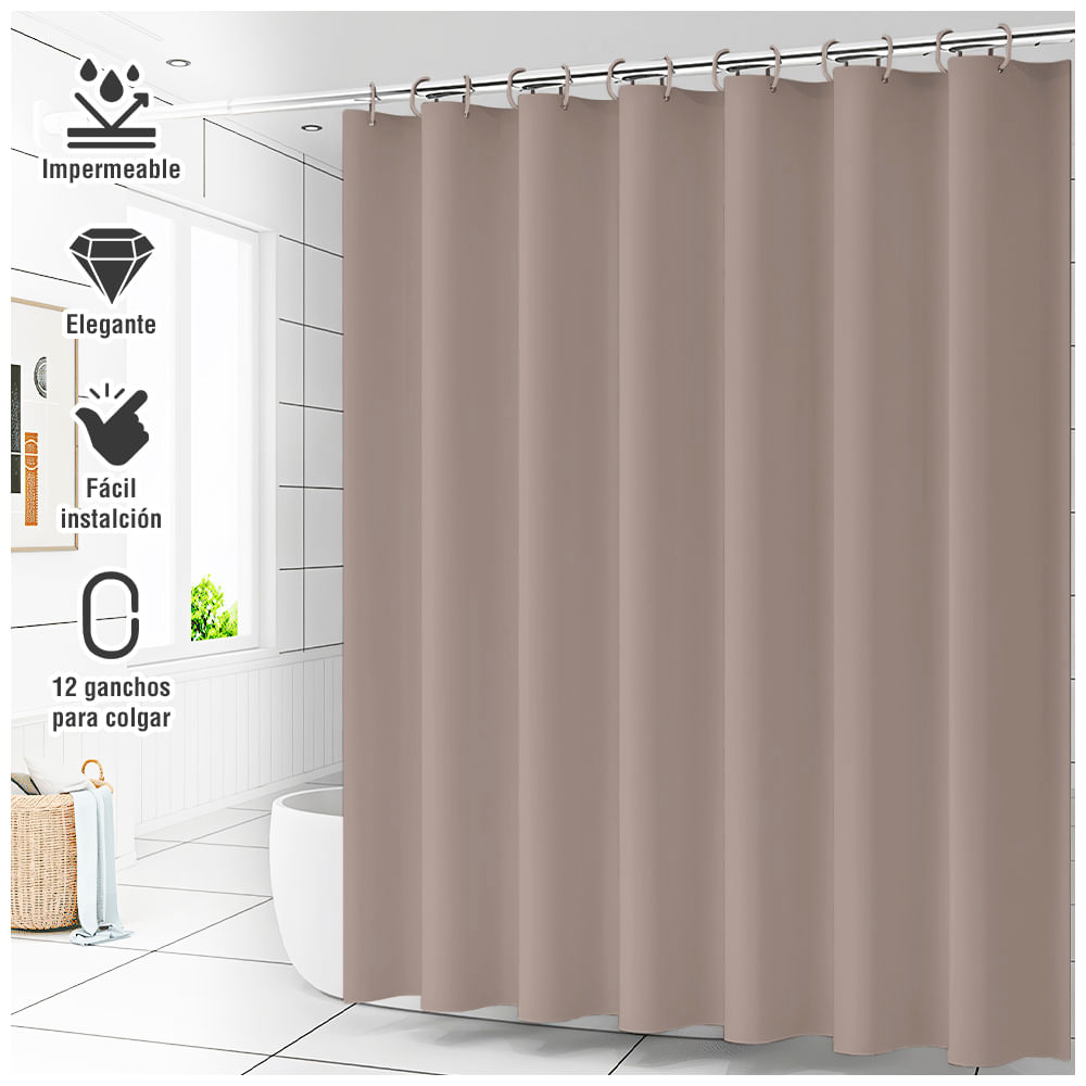 Cortina de Baño Impermeable Premium 180 x 180 Marrón U88