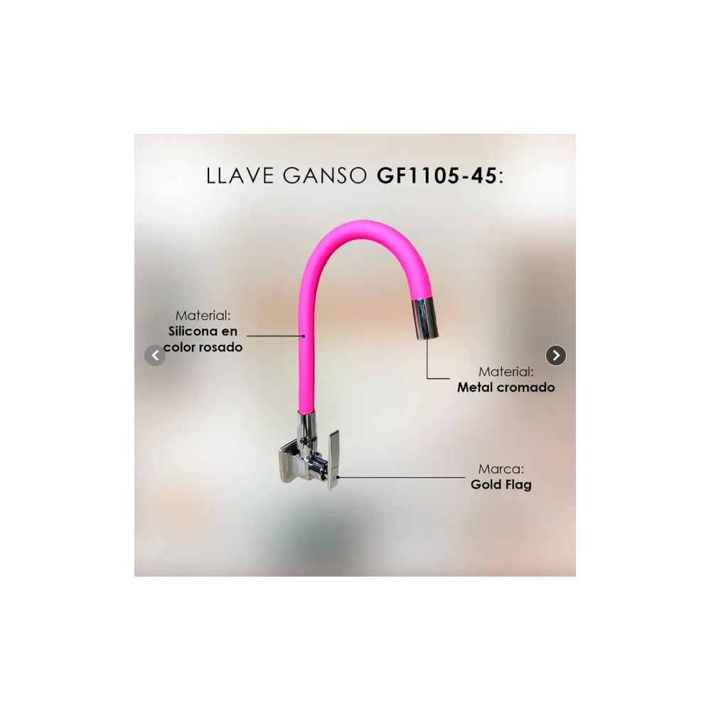LLAVE DE COCINA A LA PARED PICO FLEXIBLE ROSADO GF1105-45