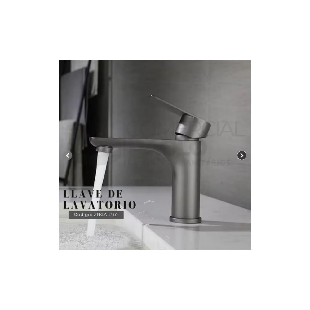 LLAVE DE LAVATORIO MINIMALISTA GUN GREY ZRGA-Z10 BRATIA