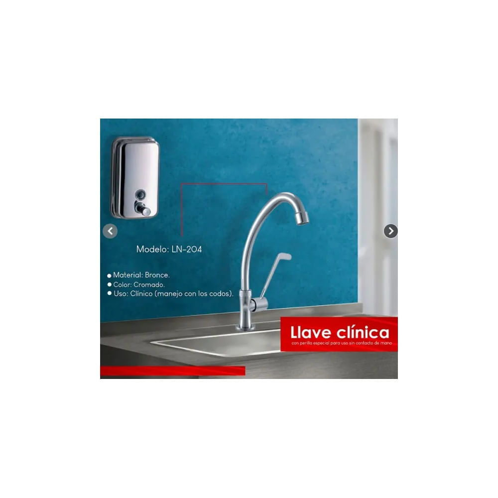 LLAVE HOSPITALARIO DE LAVADERO AL MUEBLE N204 Cromado