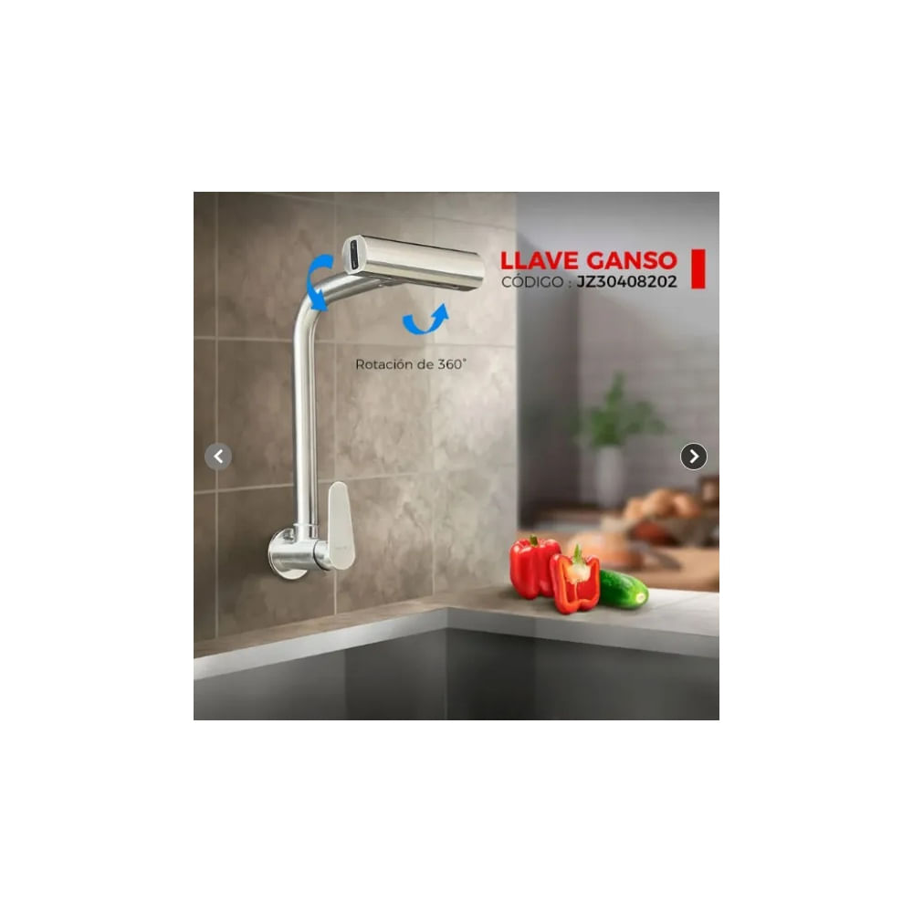 LLAVE DE COCINA A LA PARED SATINADO JZ30408202 Acero