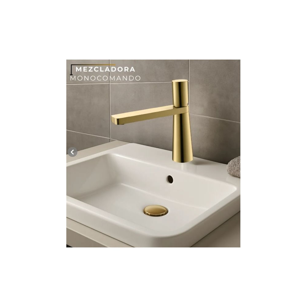 MEZCLADORA MONOCOMANDO DE LAVATORIO BAJO GESSI BRONCE DORADO